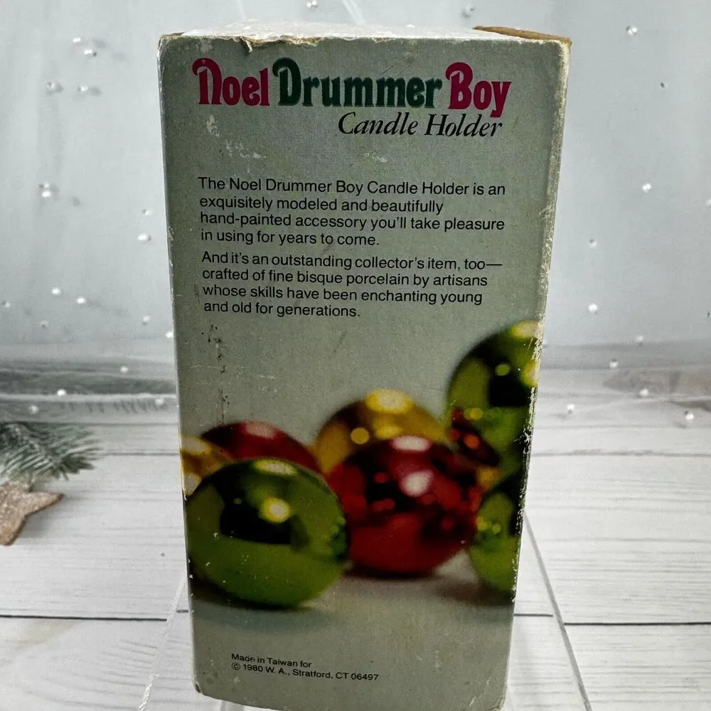 Noel Drummer Boy Porcelain‎ Bisque Tealight Christmas VTG Candle Holder 1980